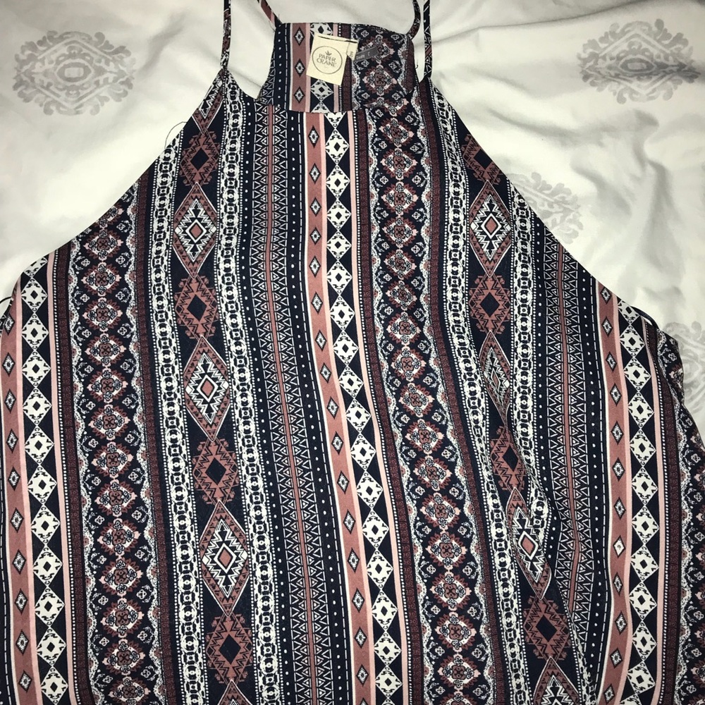 High Neck Tribal Print Tank Top